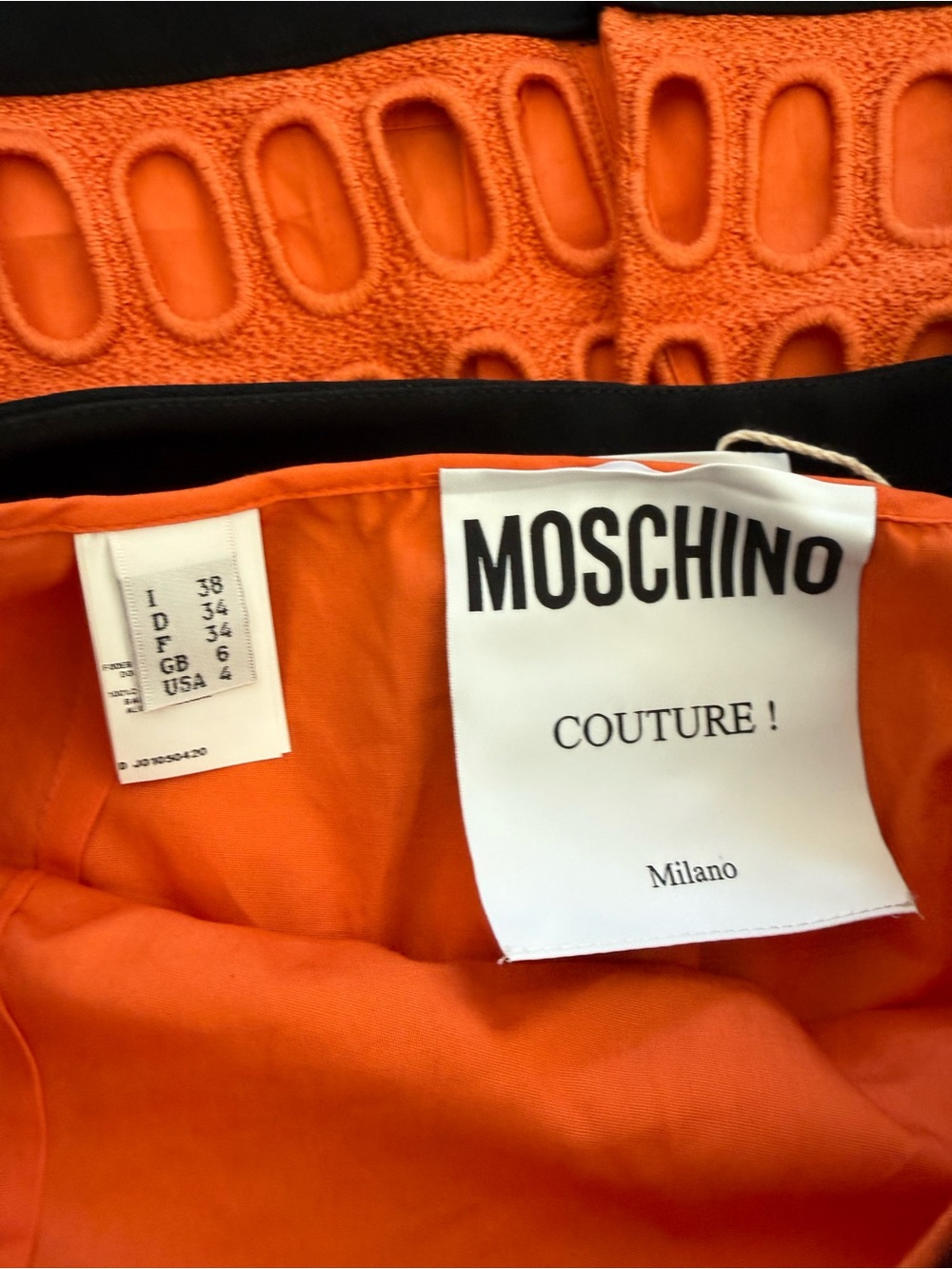 NWT Moschino Couture Orange and Black Patterned Pencil Skirt - Picture 4 of 8